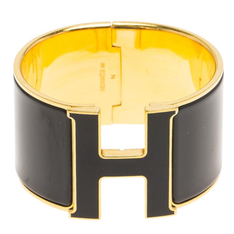 Hermes Clic Clac H Bracelet Gold-tone PM Black