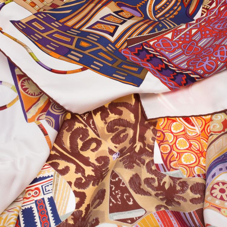 Pre Owned Hermes Multicolor Silk Voyage en Etoffes Square Scarf