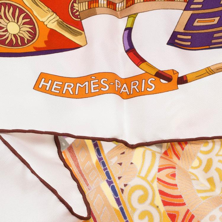 Pre Owned Hermes Multicolor Silk Voyage en Etoffes Square Scarf