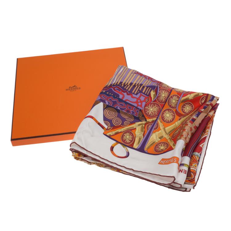 Pre Owned Hermes Multicolor Silk Voyage en Etoffes Square Scarf