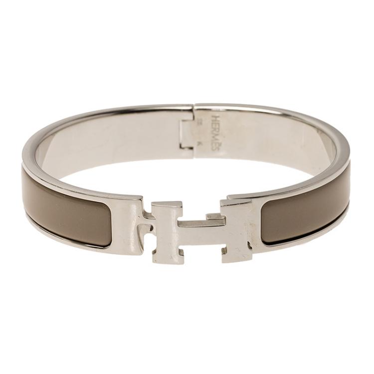 Hermes Clic Clac H Candied Chestnut Narrow Enamel Palladium Plated ...