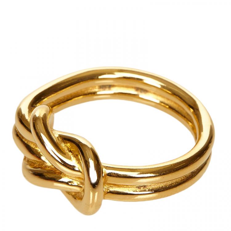 Hermes Gold Tone Knotted Scarf Ring Hermes
