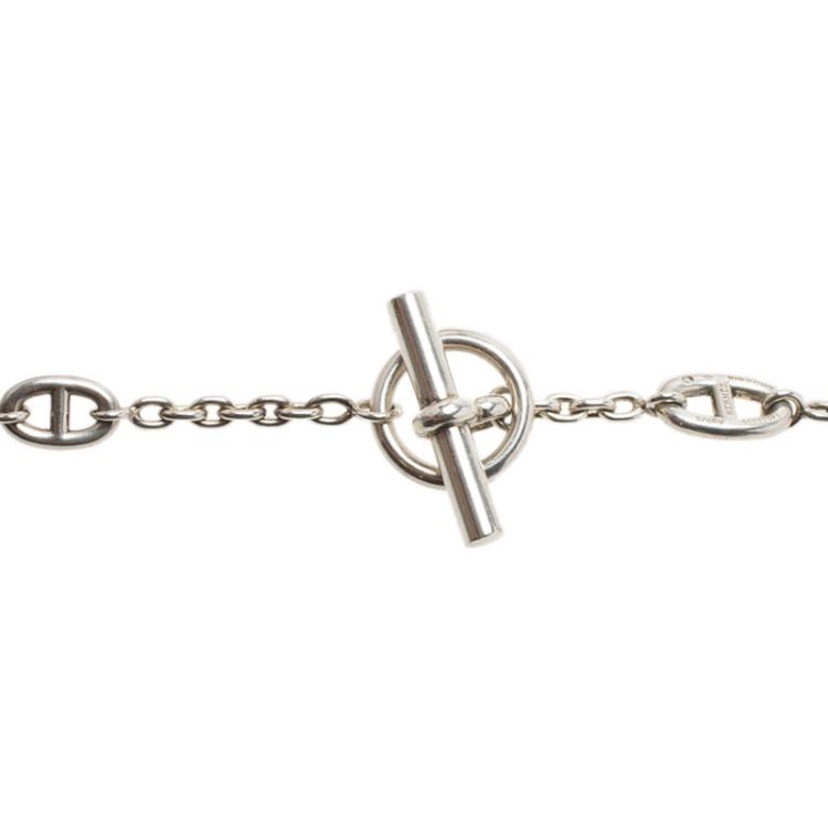 Pre Owned Hermes Sautoir Farandole Long Silver Toggle Necklace