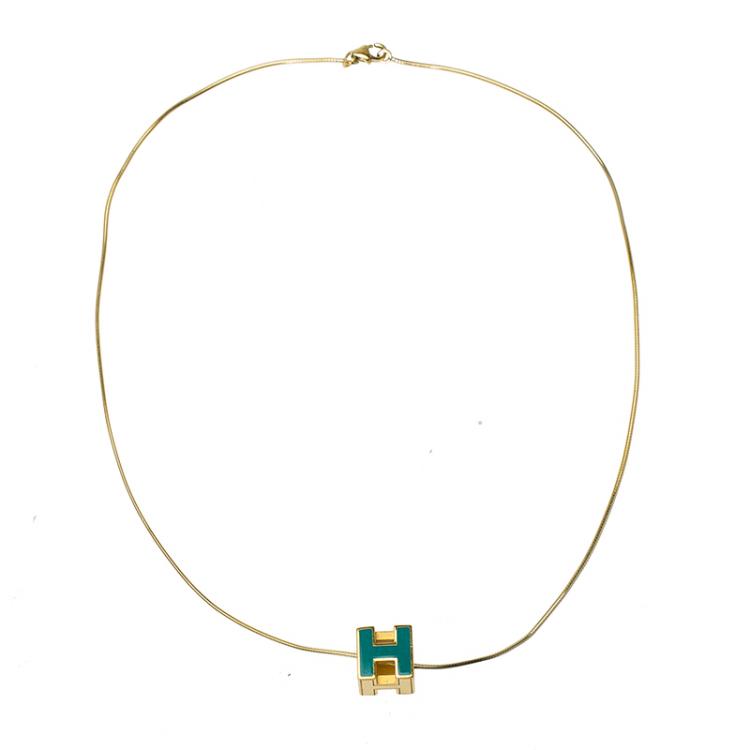 HERMES Rose Gold Lacquered Cage d'H Pendant Necklace Black 662615 |  FASHIONPHILE