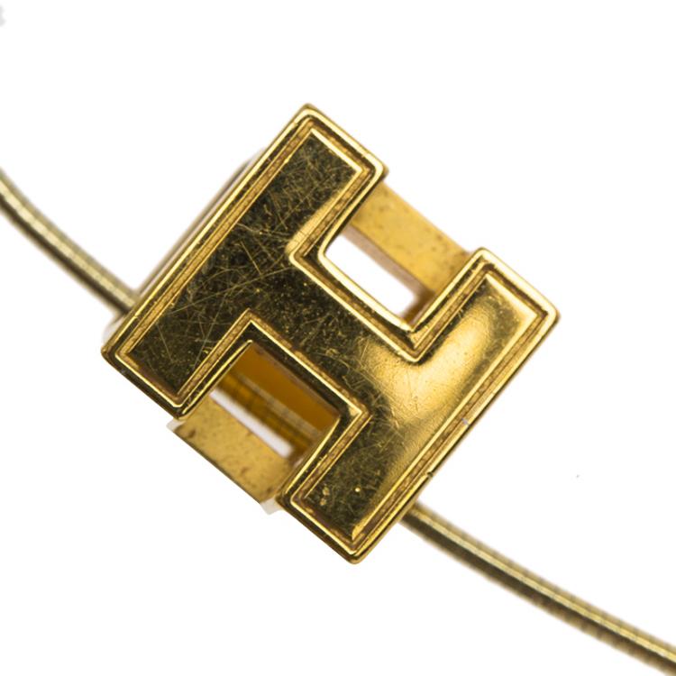 Pre Owned Hermes Cage d'H Enamel Gold Plated Pendant Necklace 