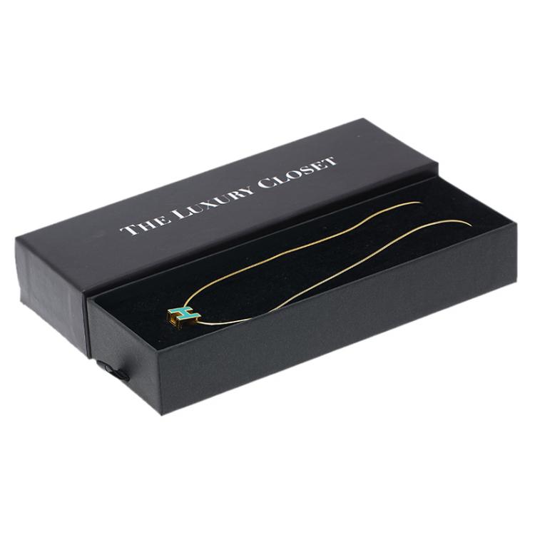 Pre Owned Hermes Cage d'H Enamel Gold Plated Pendant Necklace 