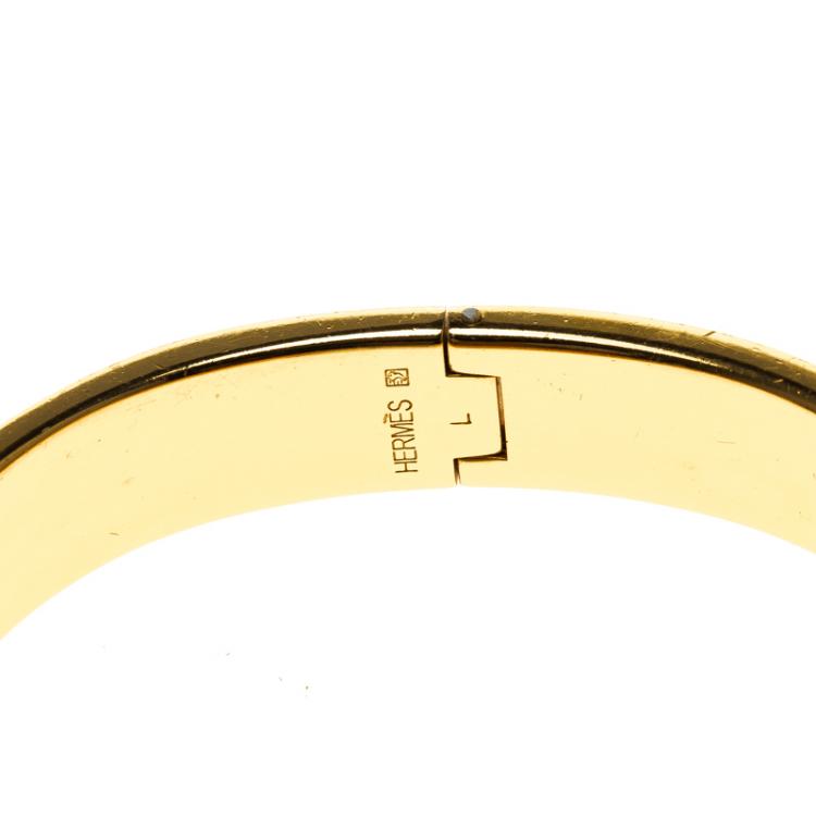 Pre Owned Hermes Clic Clac H Purple Enamel Gold-Plated Bracelet PM