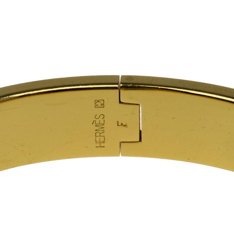 Pre Owned Hermes Clic Clac H Narrow Red Enamel Gold-Plated Bracelet PM