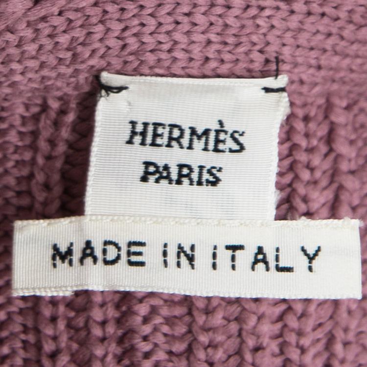 Pre Owned Hermes Pink Chunky Cotton Knit Top M