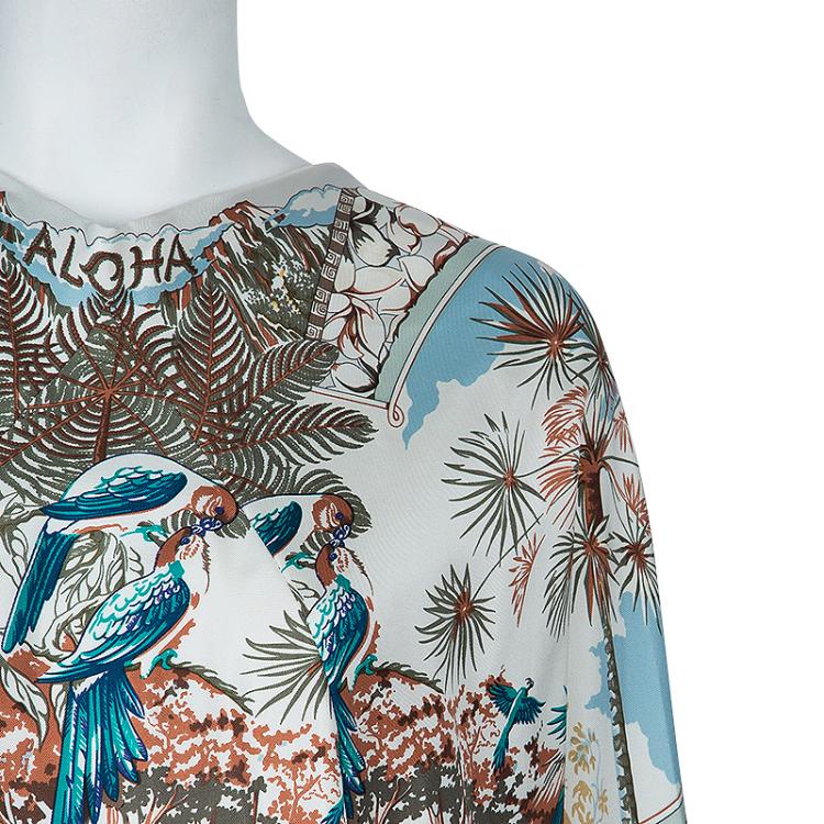Pre Owned Hermes Silk Printed Shift Dress M