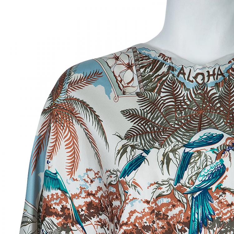 Pre Owned Hermes Silk Printed Shift Dress M
