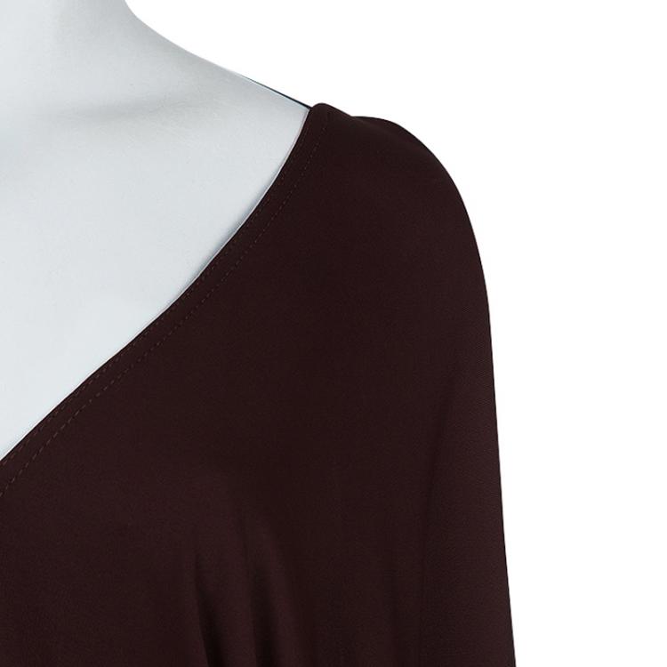 Pre Owned Hermes Burgundy Long Sleeve Dress M