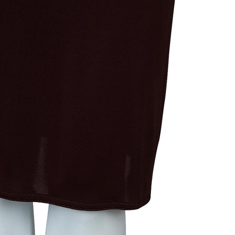Pre Owned Hermes Burgundy Long Sleeve Dress M