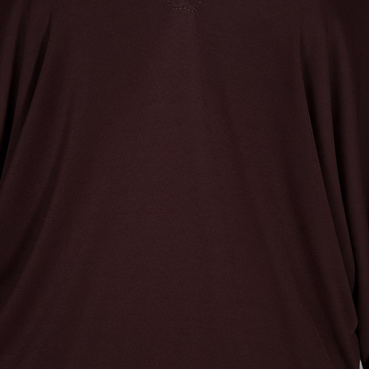 Pre Owned Hermes Burgundy Long Sleeve Dress M