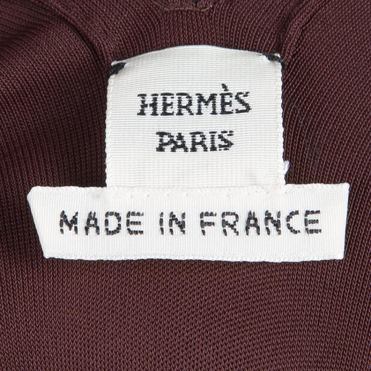Pre Owned Hermes Burgundy Long Sleeve Dress M