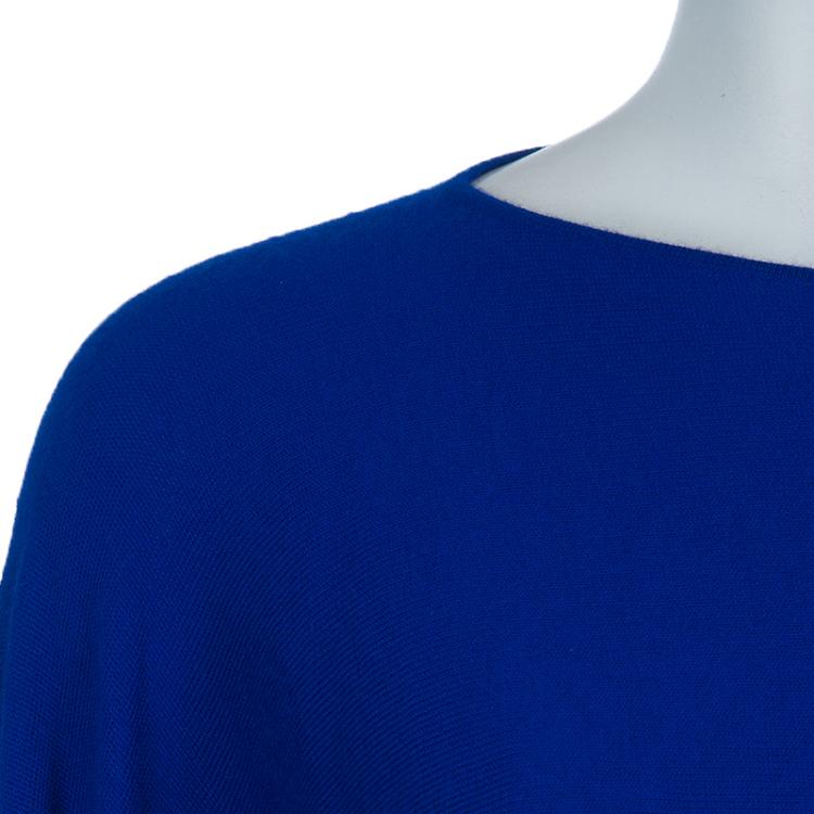 Pre Owned Hermes Blue Batwing Sleeve Cashmere Sweater S