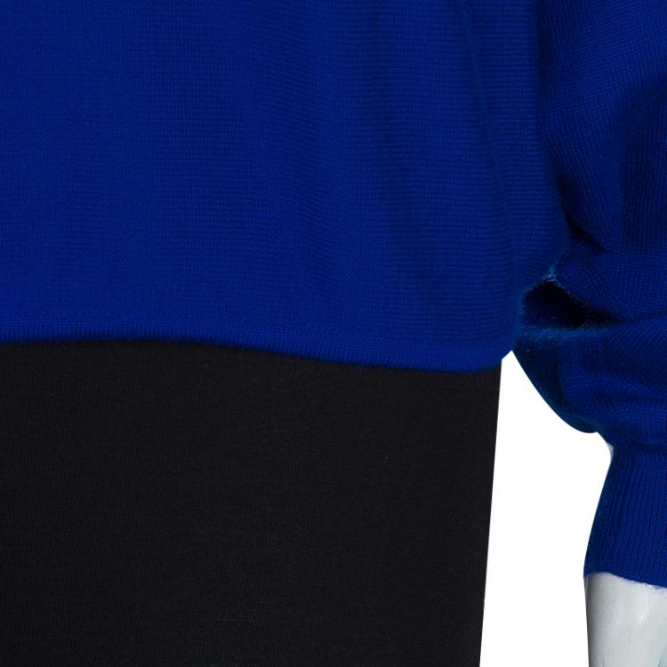 Pre Owned Hermes Blue Batwing Sleeve Cashmere Sweater S