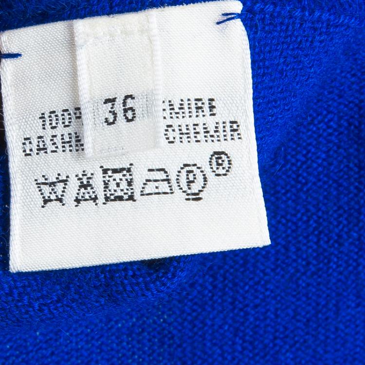 Pre Owned Hermes Blue Batwing Sleeve Cashmere Sweater S
