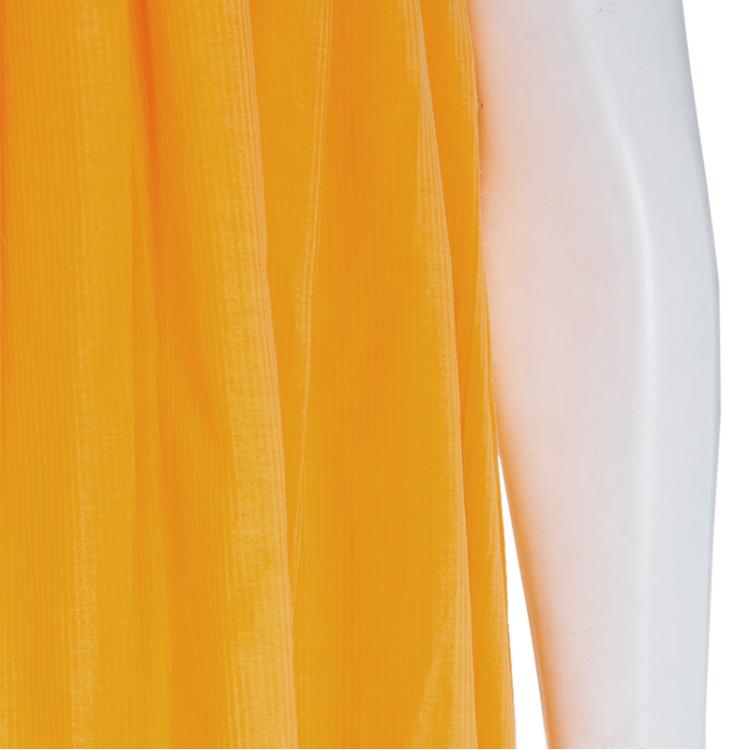Pre Owned Hermes Orange Pleated Cotton Sleeveless Maxi Dress S