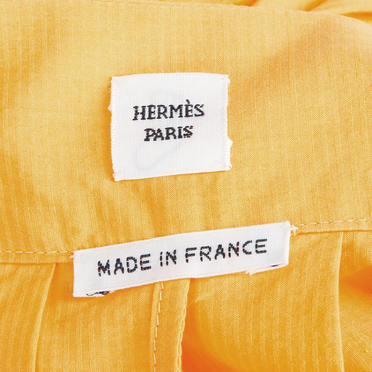 Pre Owned Hermes Orange Pleated Cotton Sleeveless Maxi Dress S