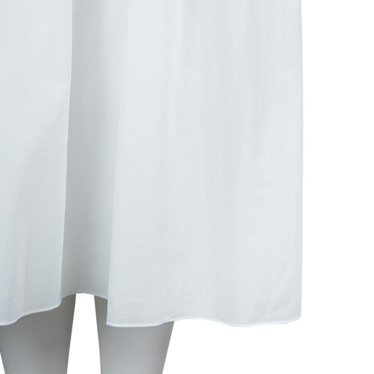 Pre Owned Hermes White Cotton-Linen Belted Dress S