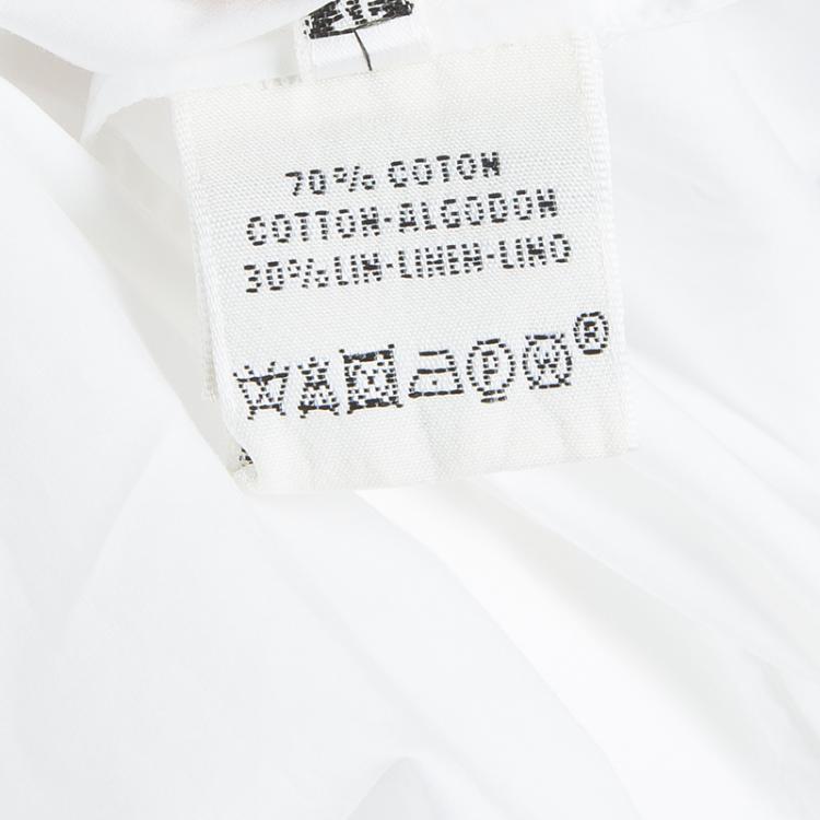 Pre Owned Hermes White Cotton-Linen Belted Dress S