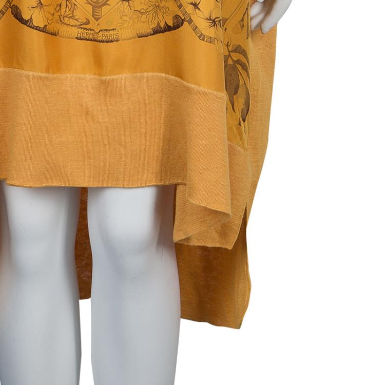 Pre Owned Hermes Orange Printed Silk Wool Dress OS