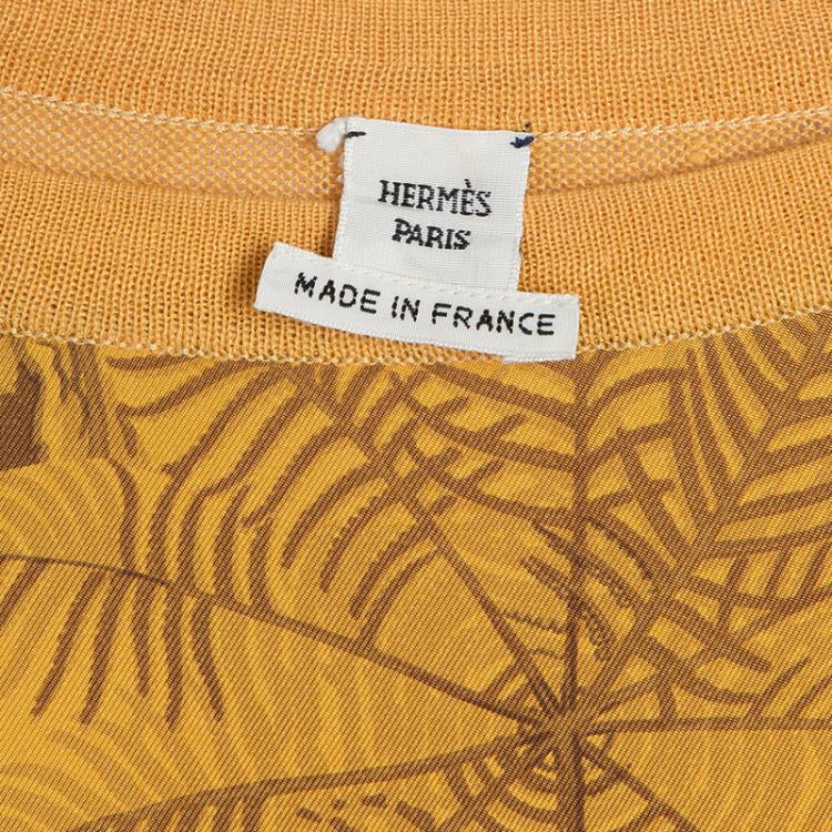 Pre Owned Hermes Orange Printed Silk Wool Dress OS