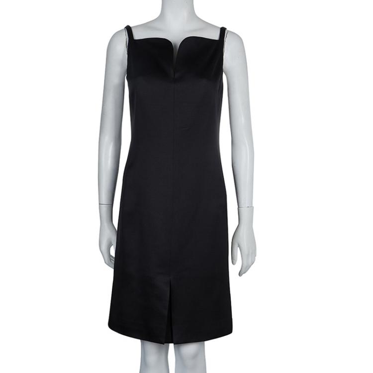 Pre Owned Hermes Black Silk Fitted Sleeveless Dress S