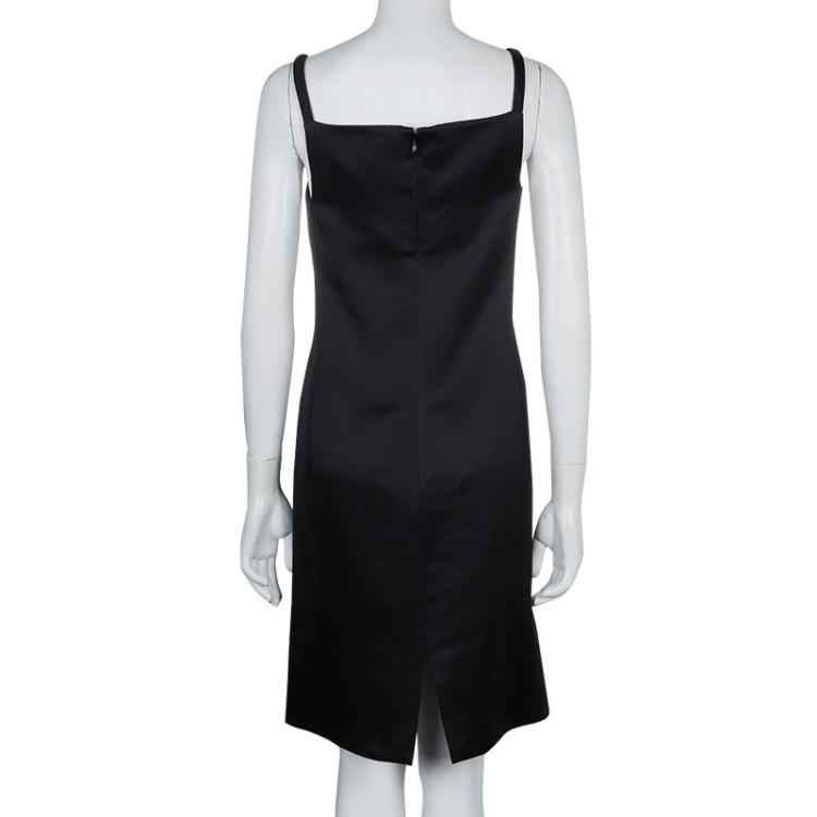 Pre Owned Hermes Black Silk Fitted Sleeveless Dress S