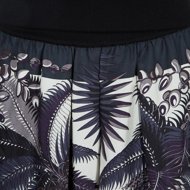 Pre Owned Hermes Multicolor Print Side Slit Detail Maxi Skirt S