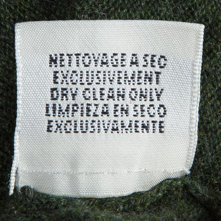 Pre Owned Hermes Olive Green Zip Front Cropped Cashmere Cardigan S