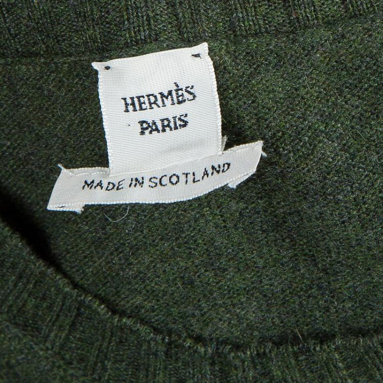 Pre Owned Hermes Olive Green Cashmere Sleeveless Sweater Vest S