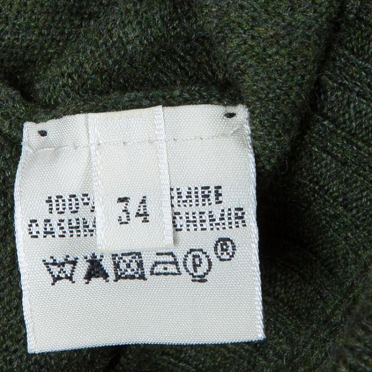 Pre Owned Hermes Olive Green Cashmere Sleeveless Sweater Vest S