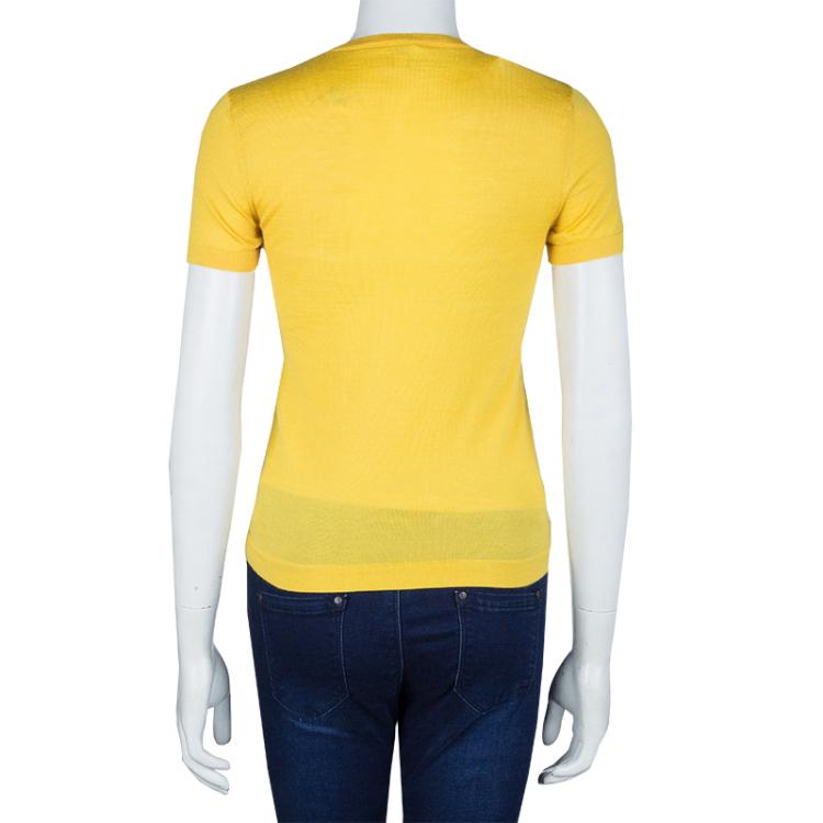 Pre Owned Hermes Canary Yellow Cashmere Knit Top S
