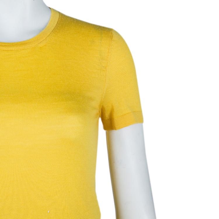 Pre Owned Hermes Canary Yellow Cashmere Knit Top S