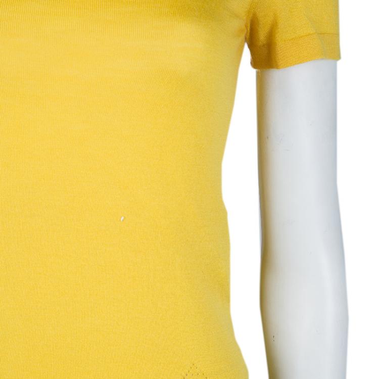 Pre Owned Hermes Canary Yellow Cashmere Knit Top S
