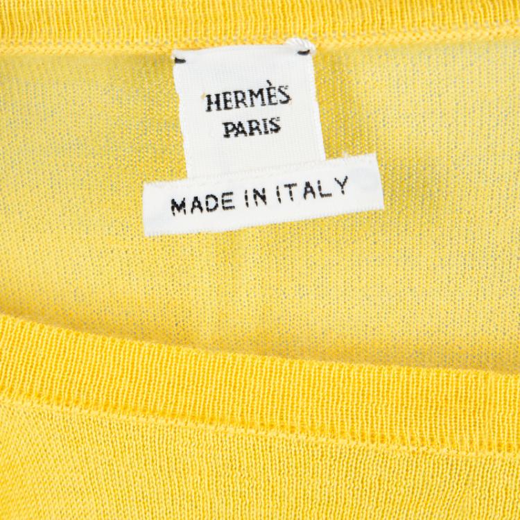 Pre Owned Hermes Canary Yellow Cashmere Knit Top S