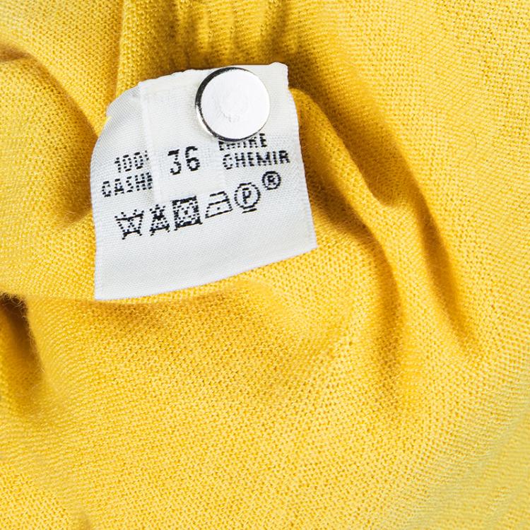 Pre Owned Hermes Canary Yellow Cashmere Knit Top S