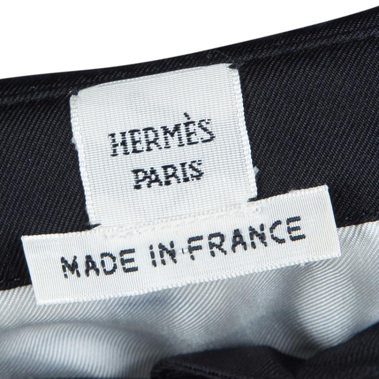Pre Owned Hermes Monochrome Printed Silk Long Sleeved Button Down Shirt M