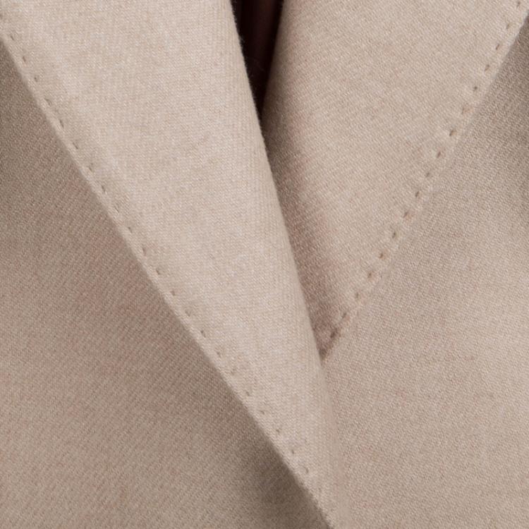 Pre Owned Hermes Beige Camel Hair Leather Trim Blazer S