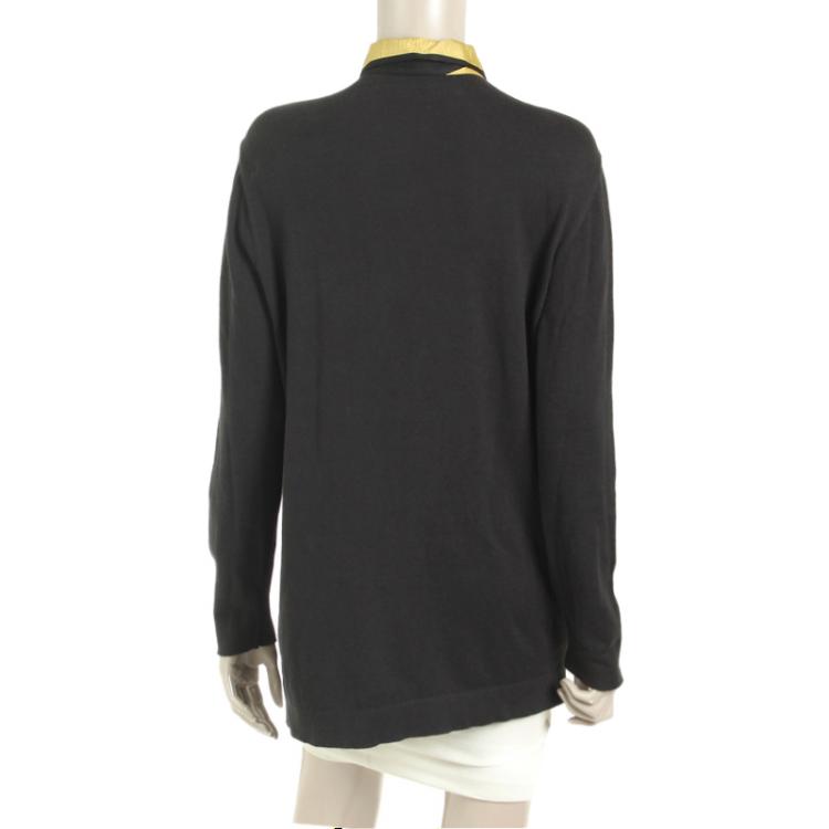 مملوكة مسبقًا Hermes Black Baroque Print Silk Shirt M
