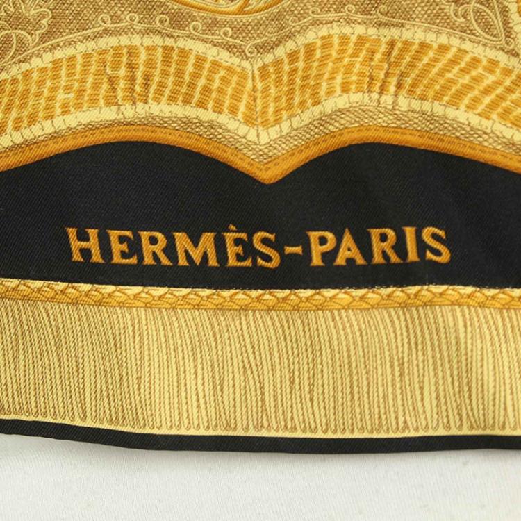 مملوكة مسبقًا Hermes Black Baroque Print Silk Shirt M