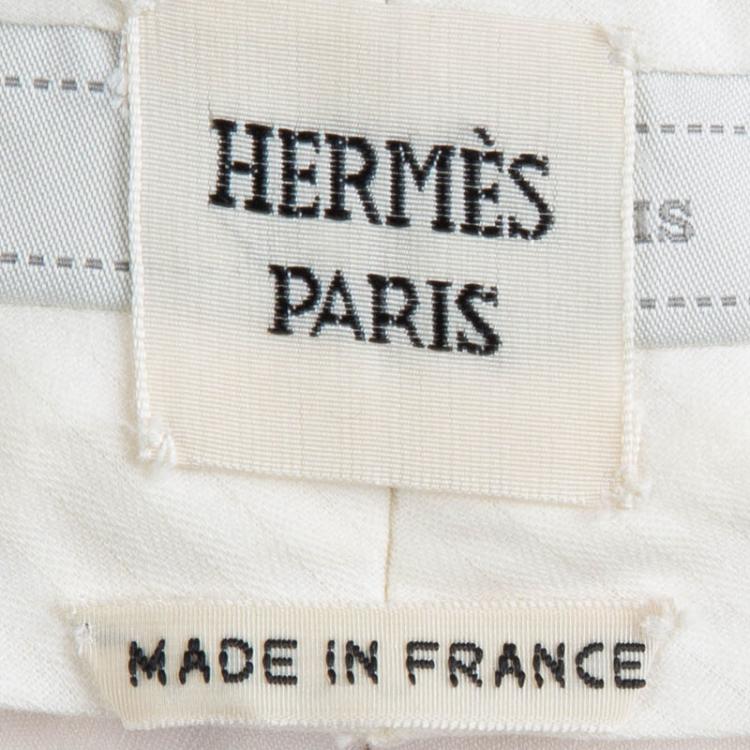 Pre Owned Hermes Cream Wool Palazzo Pants M