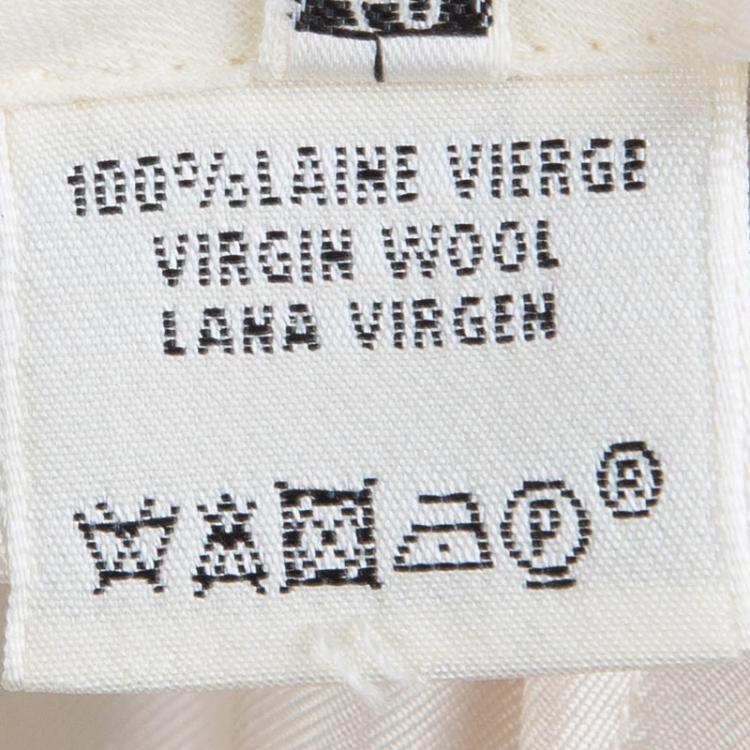 Pre Owned Hermes Cream Wool Palazzo Pants M