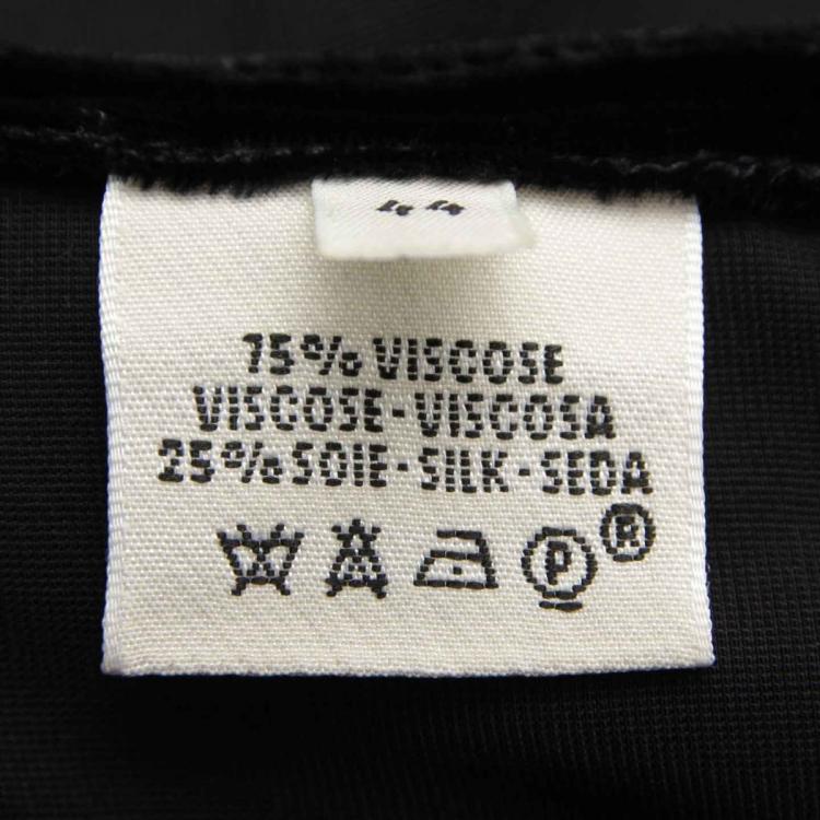 Pre Owned Hermes Black Print Velour Halter Top L