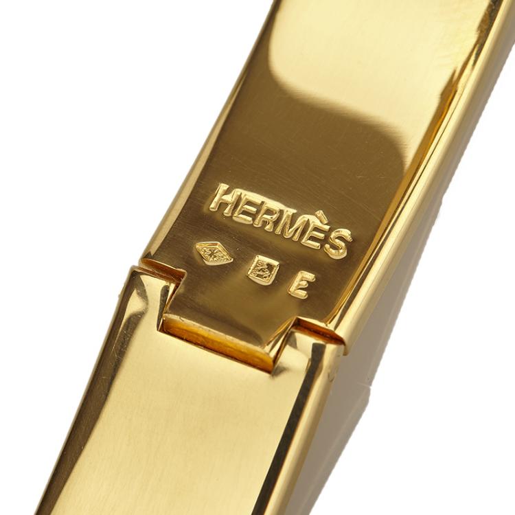 Pre Owned Hermes Clic-Clac H Cream Enamel Gold Plated Bracelet