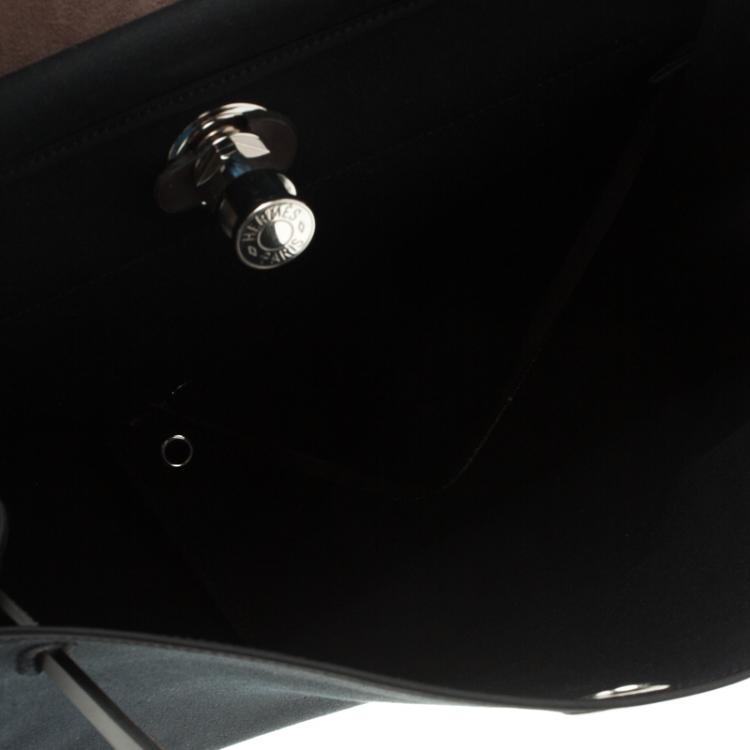 Pre Owned Hermes Dark Brown/Black Leather and Canvas Herbag Zip 39 Bag