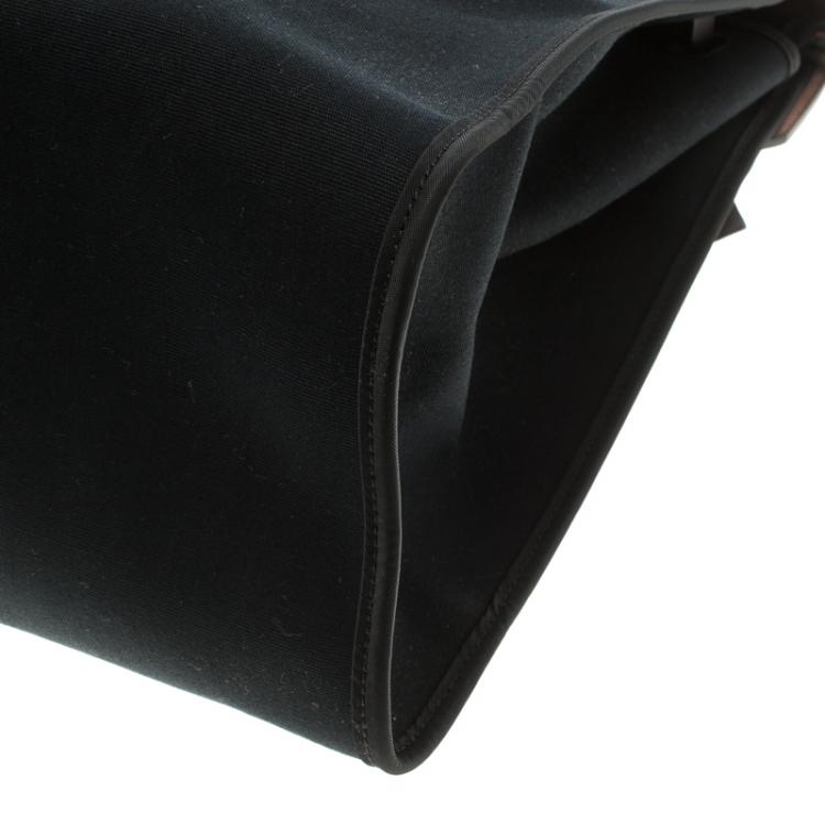Pre Owned Hermes Dark Brown/Black Leather and Canvas Herbag Zip 39 Bag