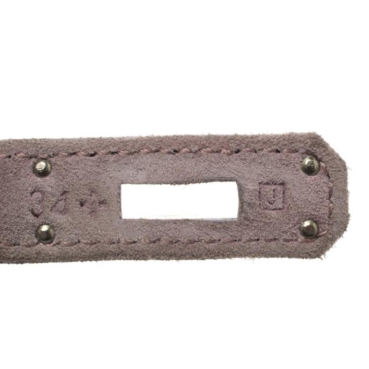 Pre Owned Hermes Lilac Suede Palladium Hardware Kelly Longue Clutch 34cm